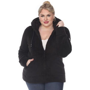 Plus Size Hooded Sherpa Jacket